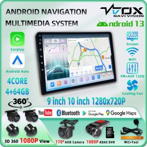 VT-T6 4Core QLED 9inch/10inch Carplay Android Auto GPS Navi Bluetooth FM ASP Radio WIFI Touchscreen