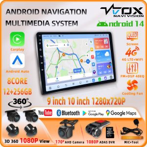VT-TS105 8Core QLED 9inch/10inch Carplay Android Auto GPS Navi Bluetooth FM DSP Radio 4G WIFI Touchscreen