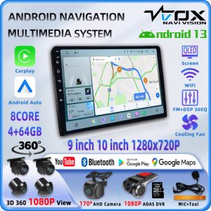 VT-T9 8Core QLED 9inch/10inch Carplay Android Auto GPS Navi Bluetooth FM DSP Radio HDMI WIFI Touchscreen