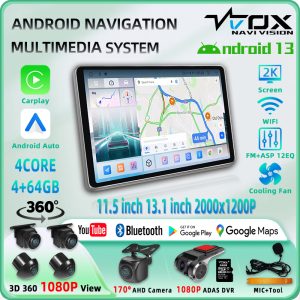 VT-T6 4Core 2K 11.5inch/13.1inch Carplay Android Auto GPS Navi Bluetooth FM ASP Radio WIFI Touchscreen