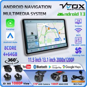VT-T9 8Core 2K 11.5inch/13.1inch Carplay Android Auto GPS Navi Bluetooth FM DSP Radio HDMI WIFI Touchscreen