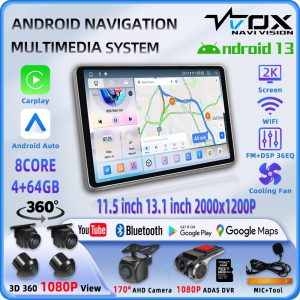 VT-TS18 8Core 2K 11.5inch/13.1inch Carplay Android Auto GPS Navi Bluetooth FM DSP Radio 4G WIFI Touchscreen
