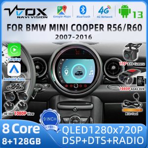 For BMW Mini Cooper R56/R60 2007-2016 Car Radio 4G WIFI Carplay Multimidia Video Player Navigation